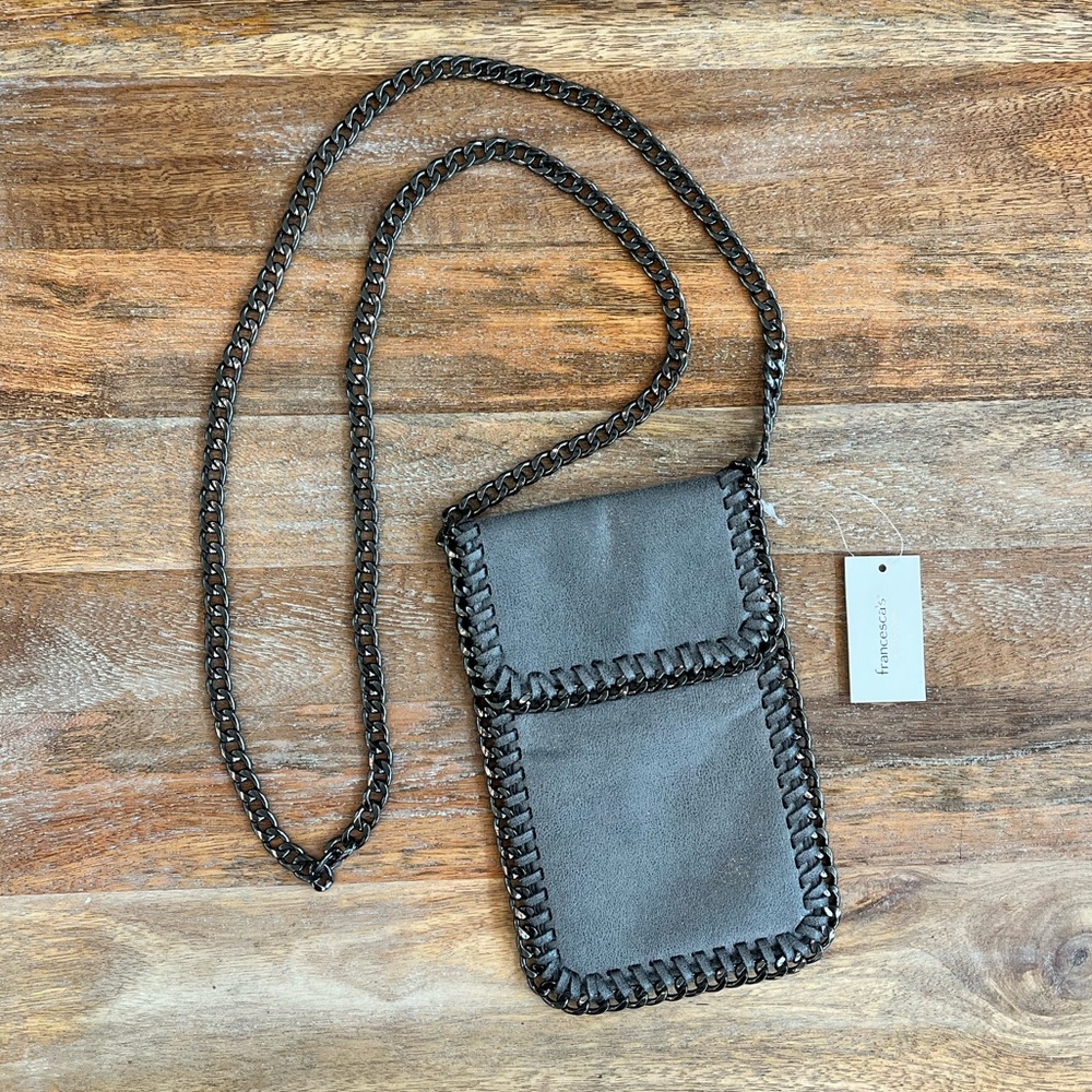 👜Francesca’s Collections NWT Mini Crossbody/Cell Phone Purse With Chain Accent